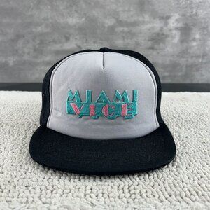 VIntage Miami Vice Mesh Snapback Trucker Hat OSFA Cap Embroidered Show Two Tone